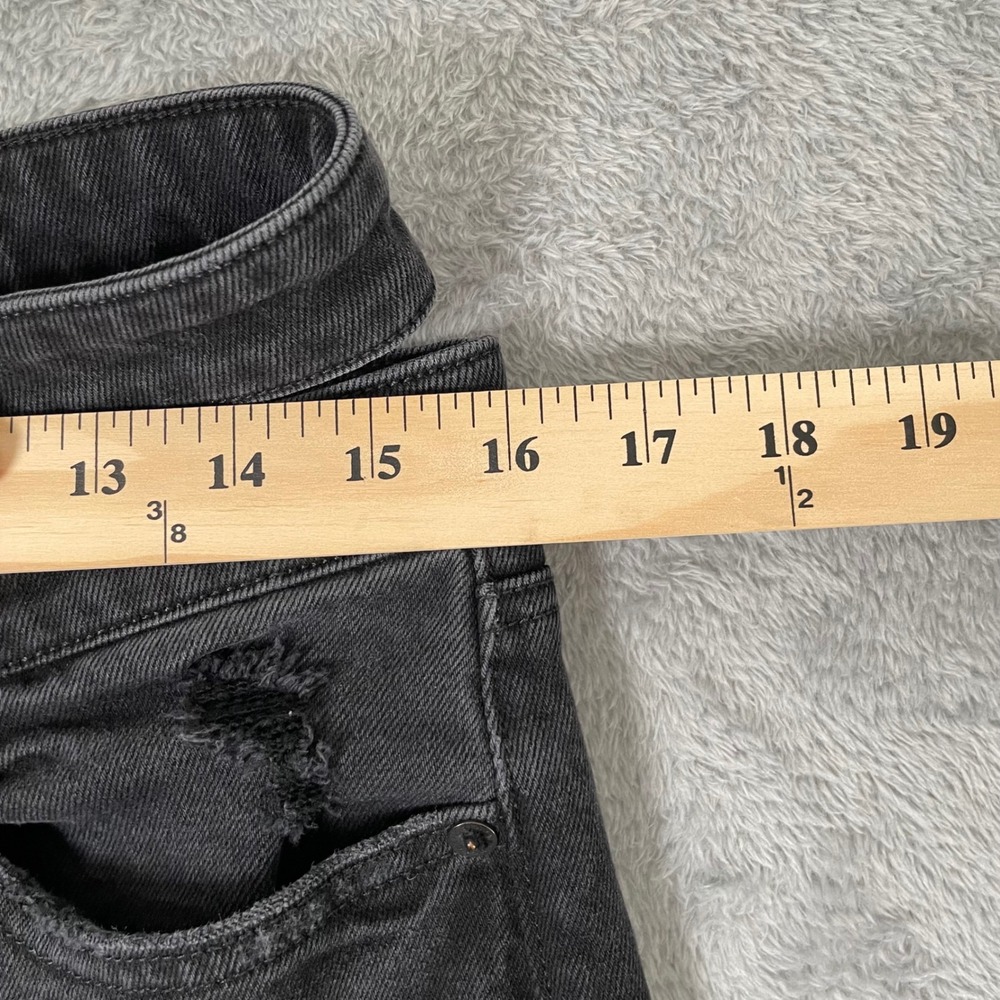 American Eagle Baggy Straight Jeans Womens 6 Long Black Cutout Double Waist Y2K - Picture 12 of 14